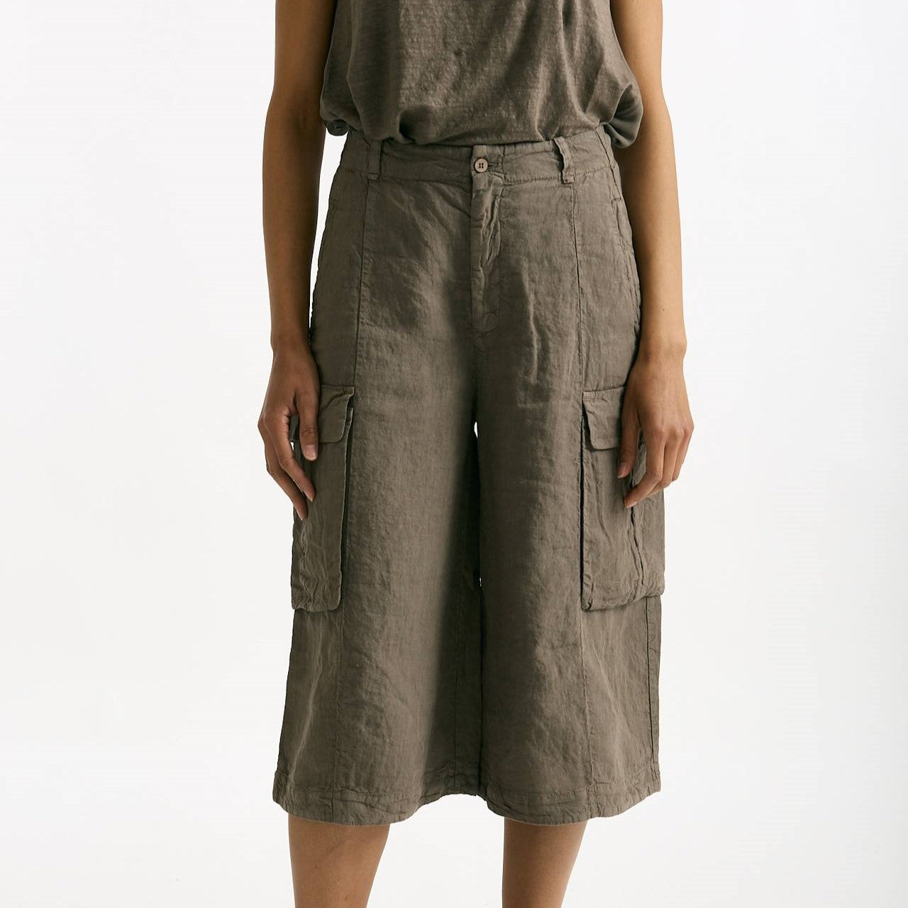 Bermuda over taupe vita alta donna Transit par such - 8