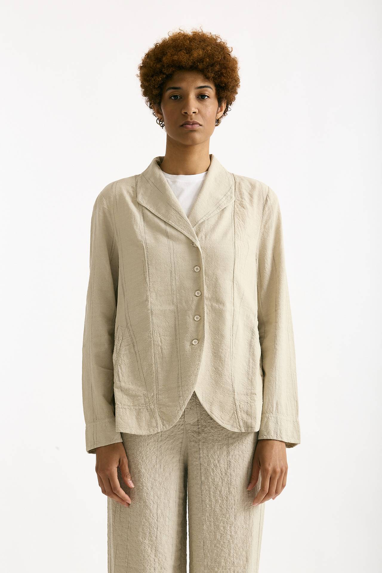 Blazer in cotone e viscosa sabbia donna Transit par such - 6