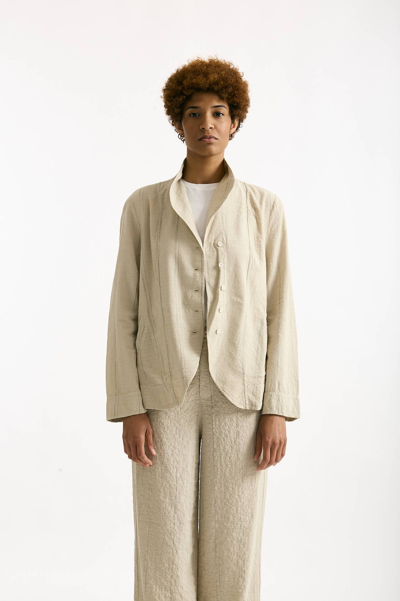 Blazer in cotone e viscosa sabbia donna Transit par such - 7
