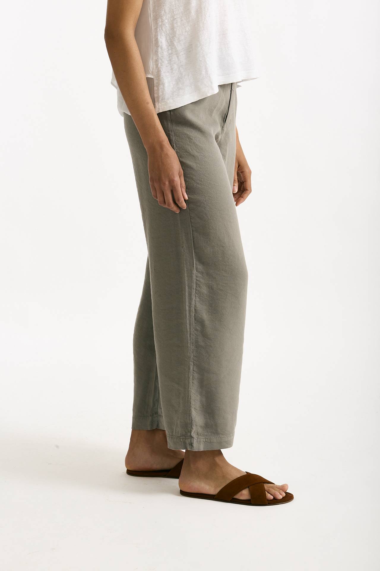 Pantalone ampio in lino taupe donna Transit par such - 2