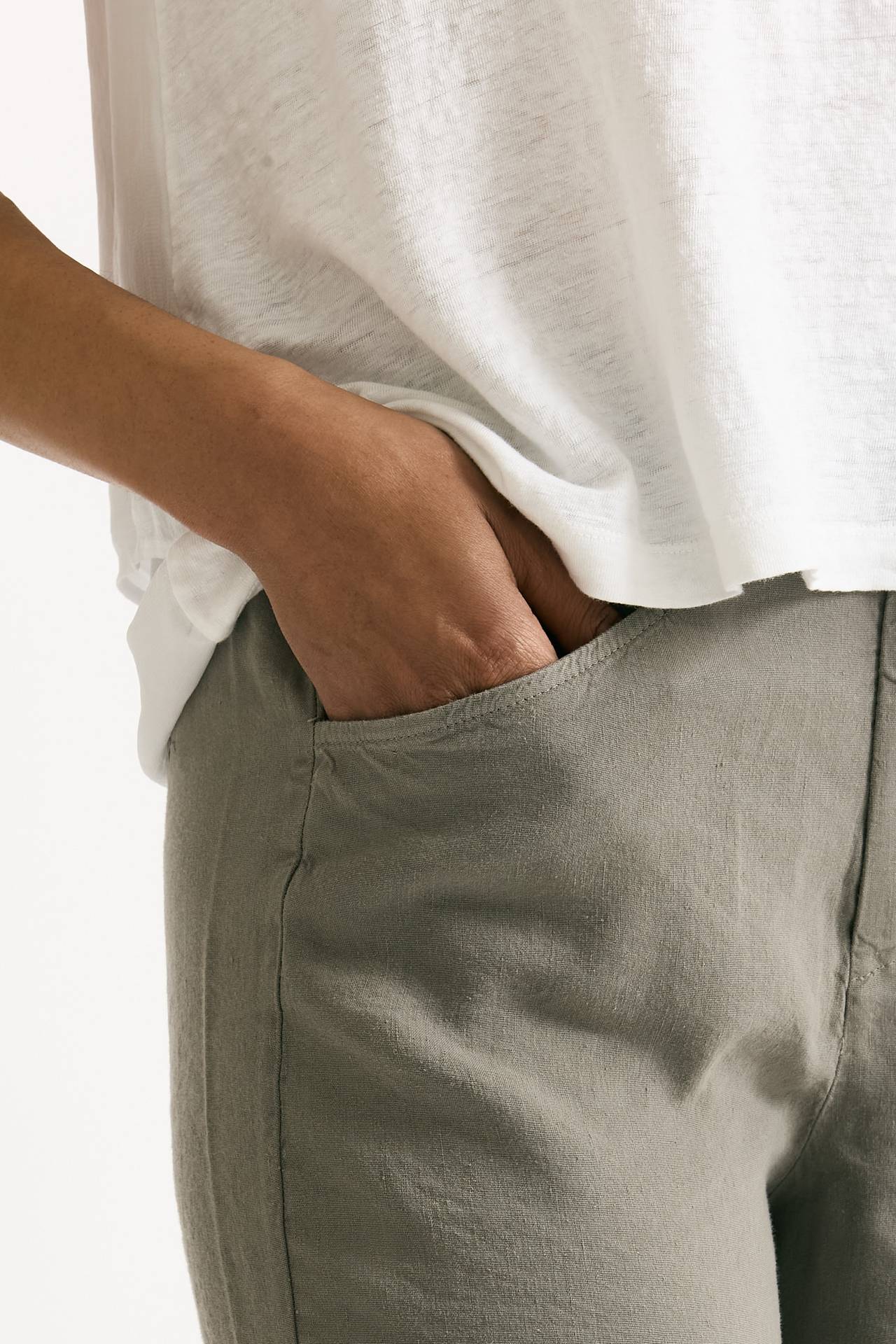 Pantalone ampio in lino taupe donna Transit par such - 4