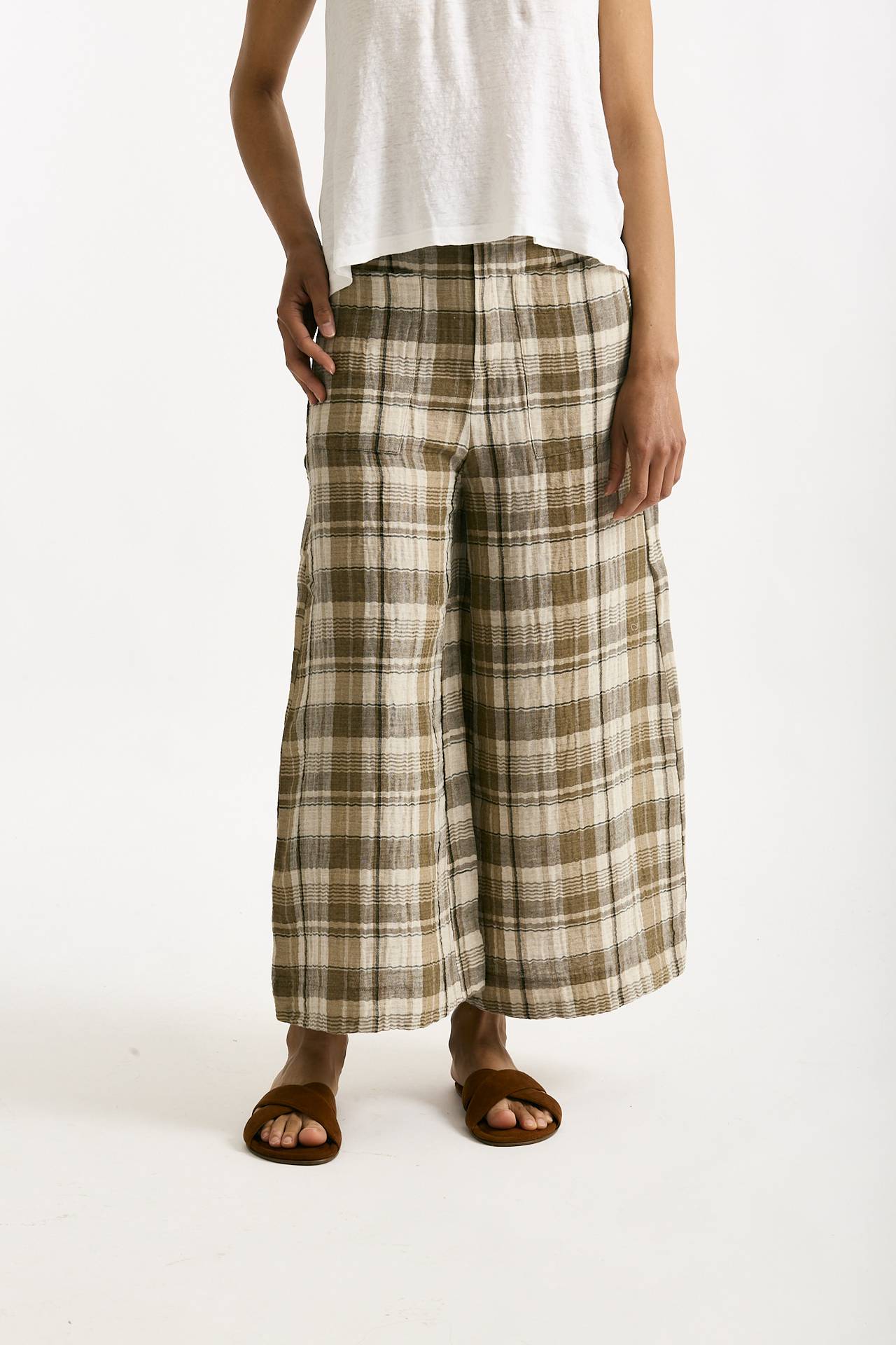 Pantalone ampio check Vita alta donna Transit par such - 1