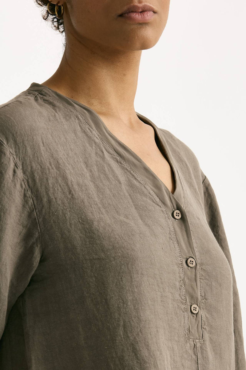 Abito over lino taupe donna Transit par such - 4
