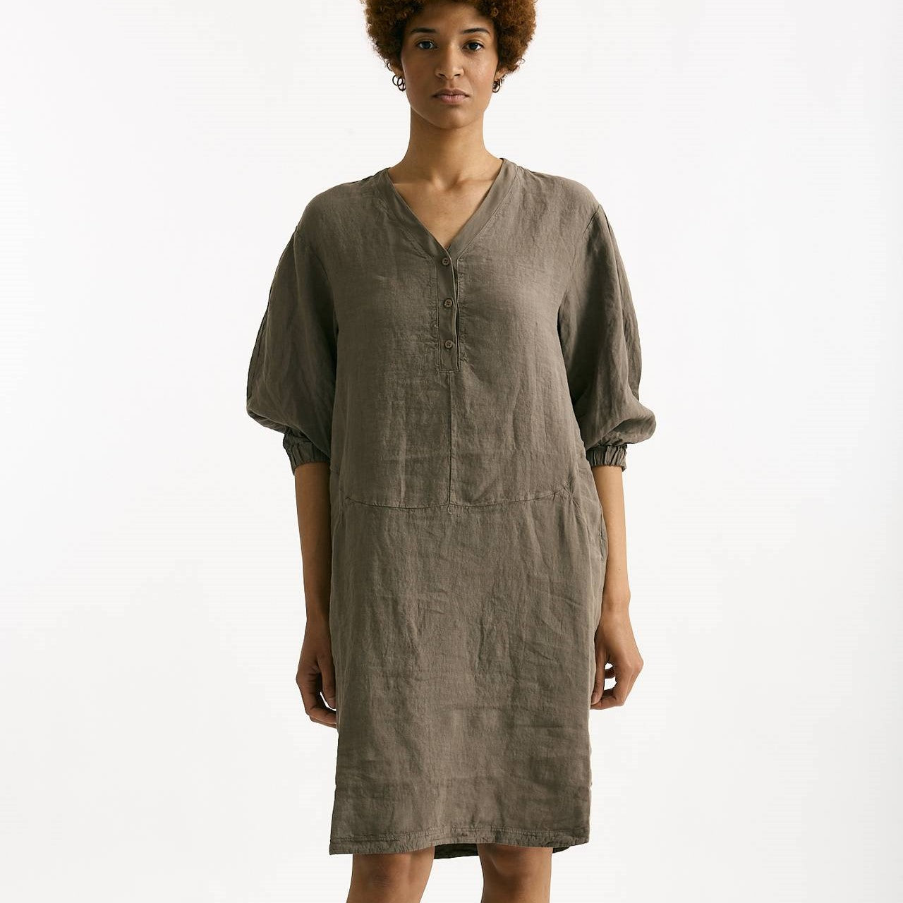 Abito over lino taupe donna Transit par such - 6