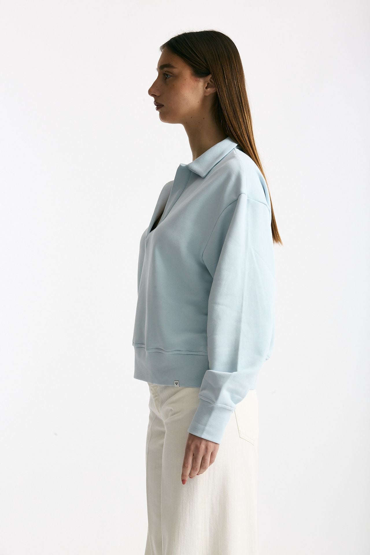 Felpa polo in cotone azzurro donna Woc - 3