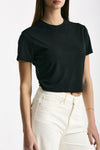 T-shirt crop in jersey di modal nero donna Woc - 4