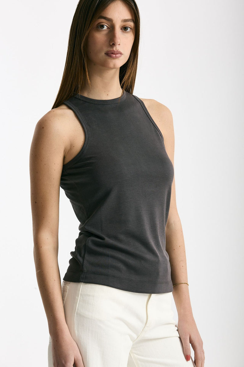 Top in modal grigio fumo donna Woc - 4