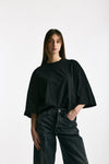 T-shirt over in cotone nero donna Woc - 1