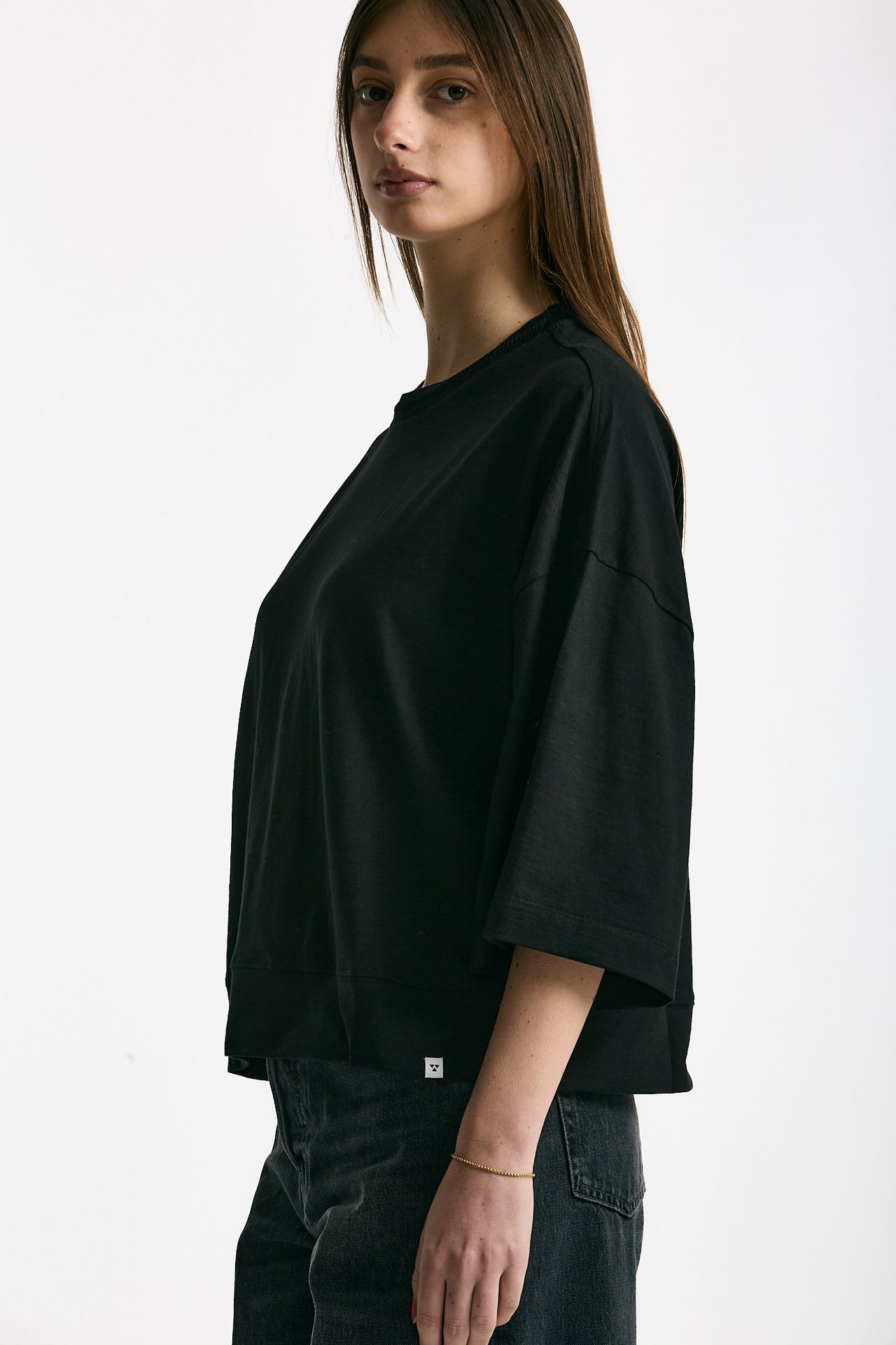 T-shirt over in cotone nero donna Woc - 2