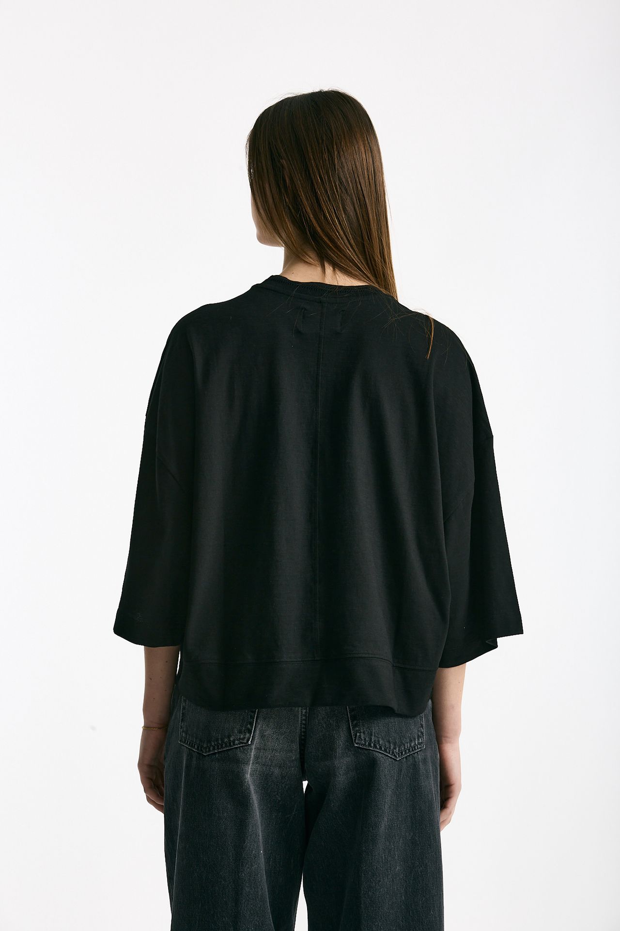 T-shirt over in cotone nero donna Woc - 3
