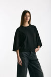 T-shirt over in cotone nero donna Woc - 4