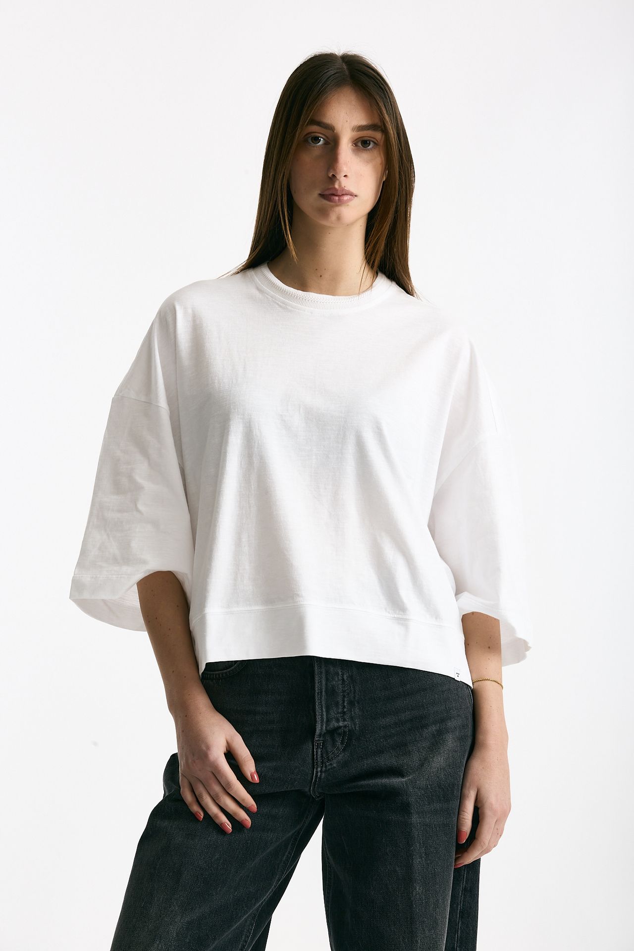 T-shirt over in cotone bianco donna Woc - 1