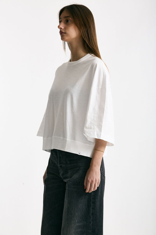 T-shirt over in cotone bianco donna Woc