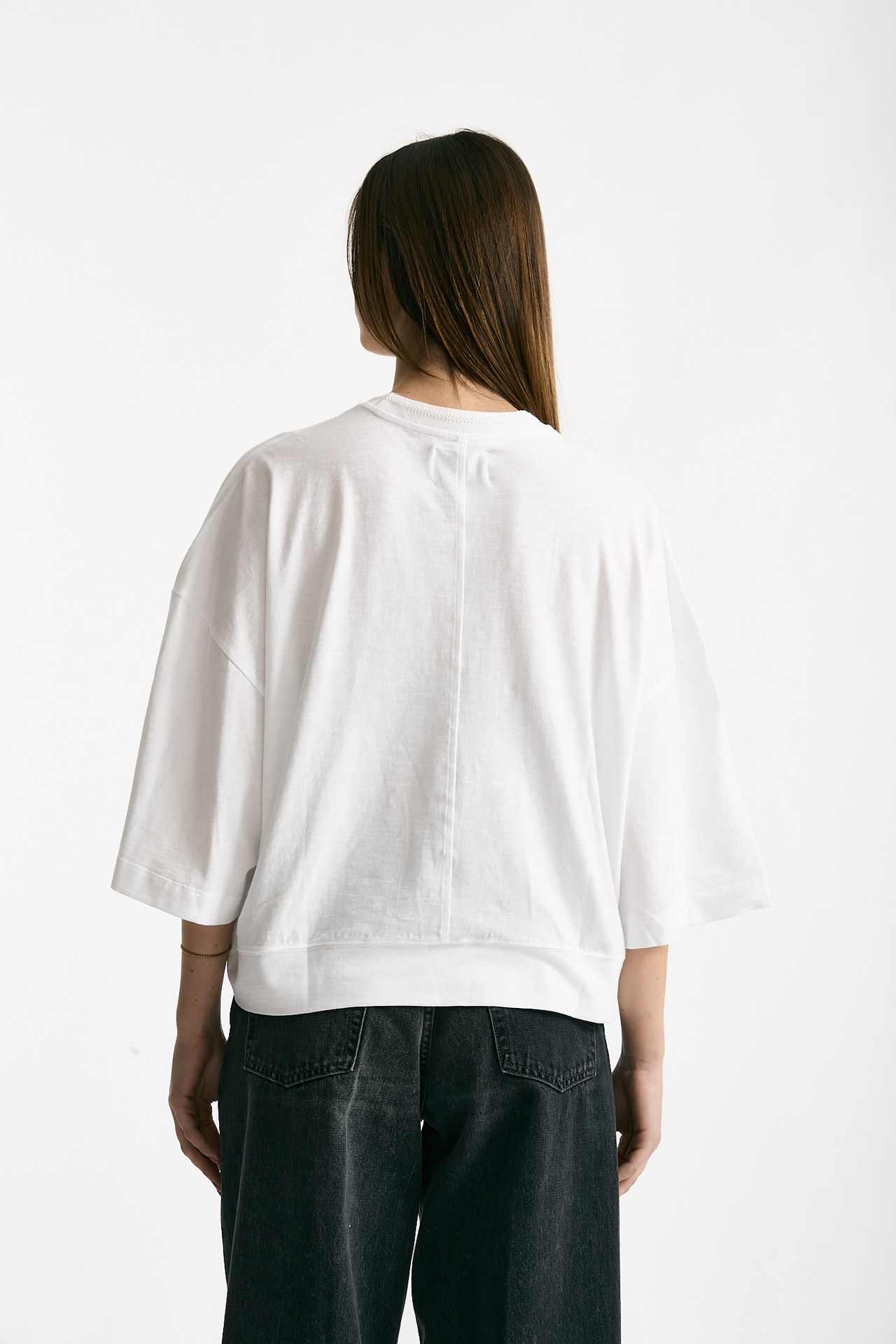 T-shirt over in cotone bianco donna Woc - 3