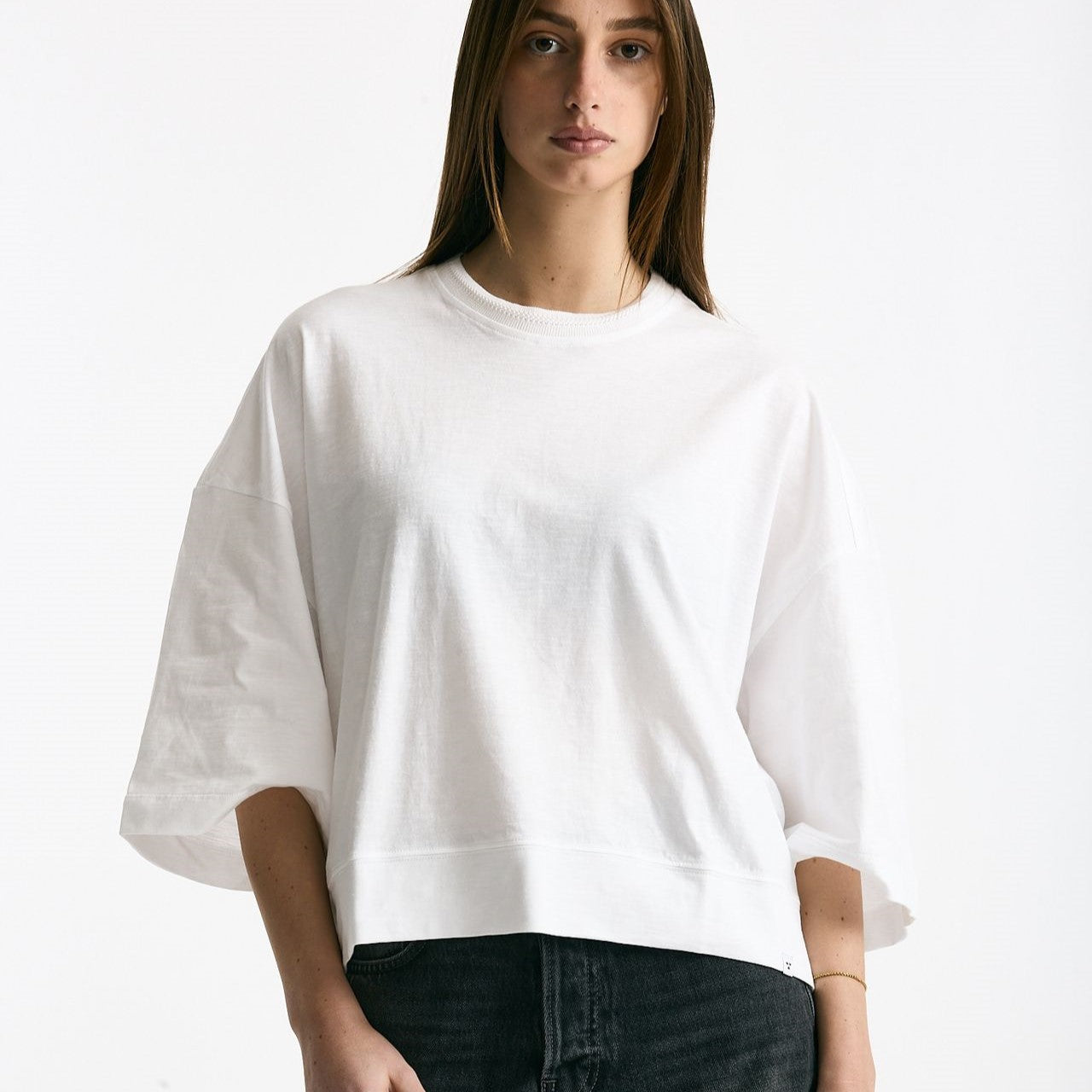 T-shirt over in cotone bianco donna Woc - 5