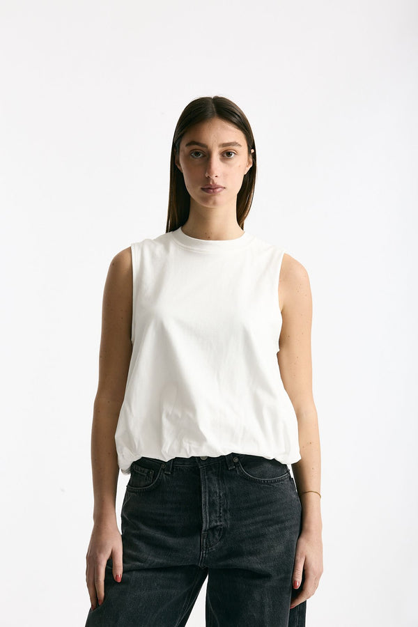 Crop top con arriccio bianco donna Woc