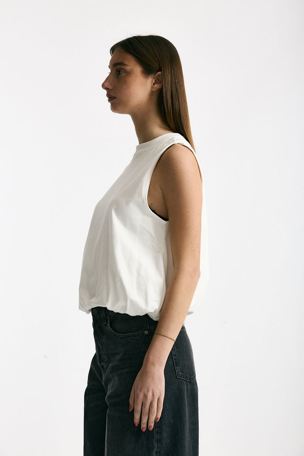 Crop top con arriccio bianco donna Woc