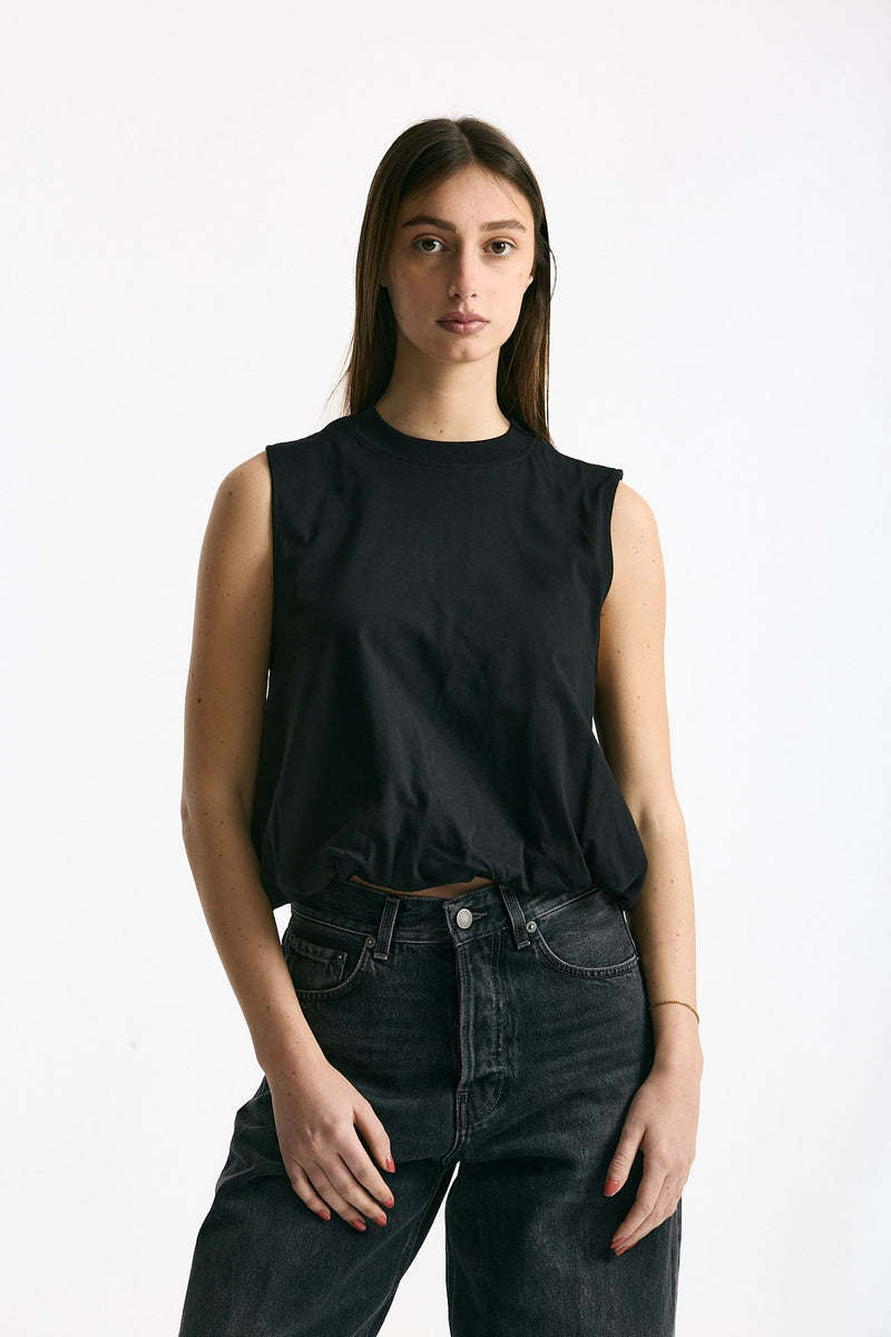 Crop top con arriccio nero donna Woc - 1