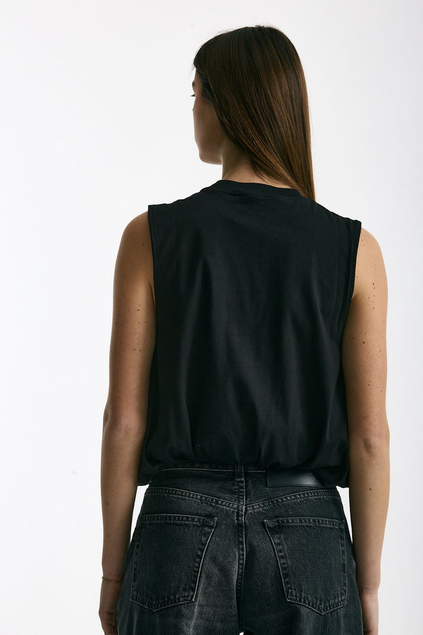 Crop top con arriccio nero donna Woc