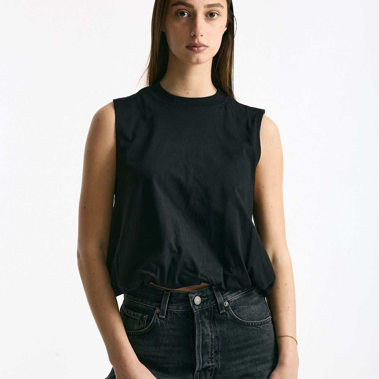 Crop top con arriccio nero donna Woc - 4