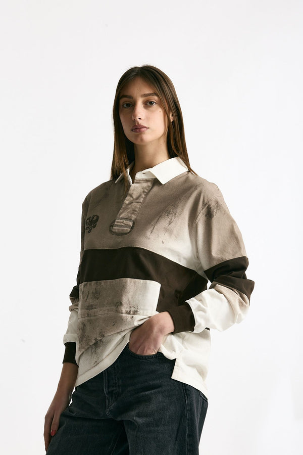 Polo unisex marrone e bianco donna Woc