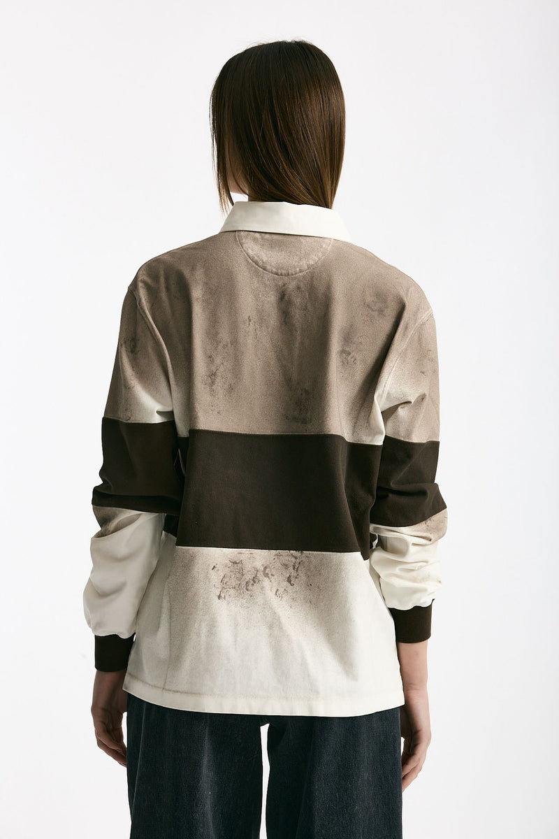 Polo unisex marrone e bianco donna Woc - 3