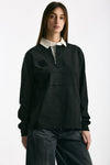 Polo unisex nero lavato e bianco donna Woc - 4