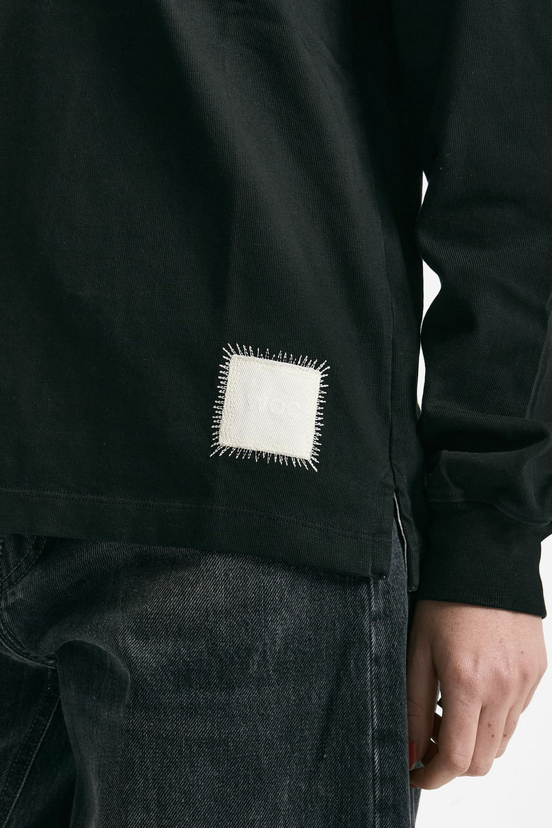 Polo unisex nero lavato e bianco donna Woc - 5
