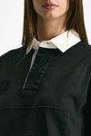 Polo unisex nero lavato e bianco donna Woc - 6