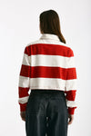Polo crop rogata rossa e bianco donna Woc - 3