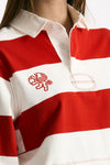 Polo crop rogata rossa e bianco donna Woc - 4
