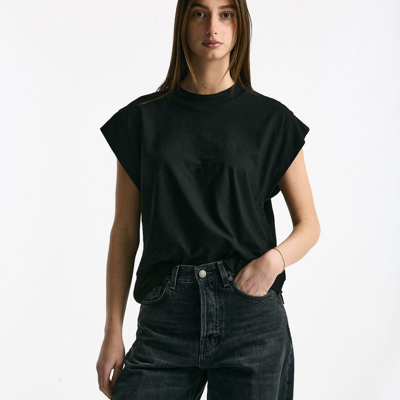 T-shirt in cotone fiammato nero donna Woc - 5