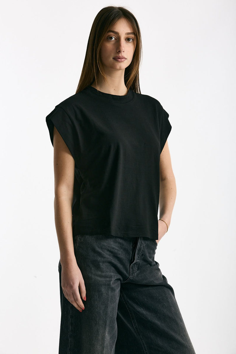 T-shirt in cotone fiammato nero donna Woc - 4
