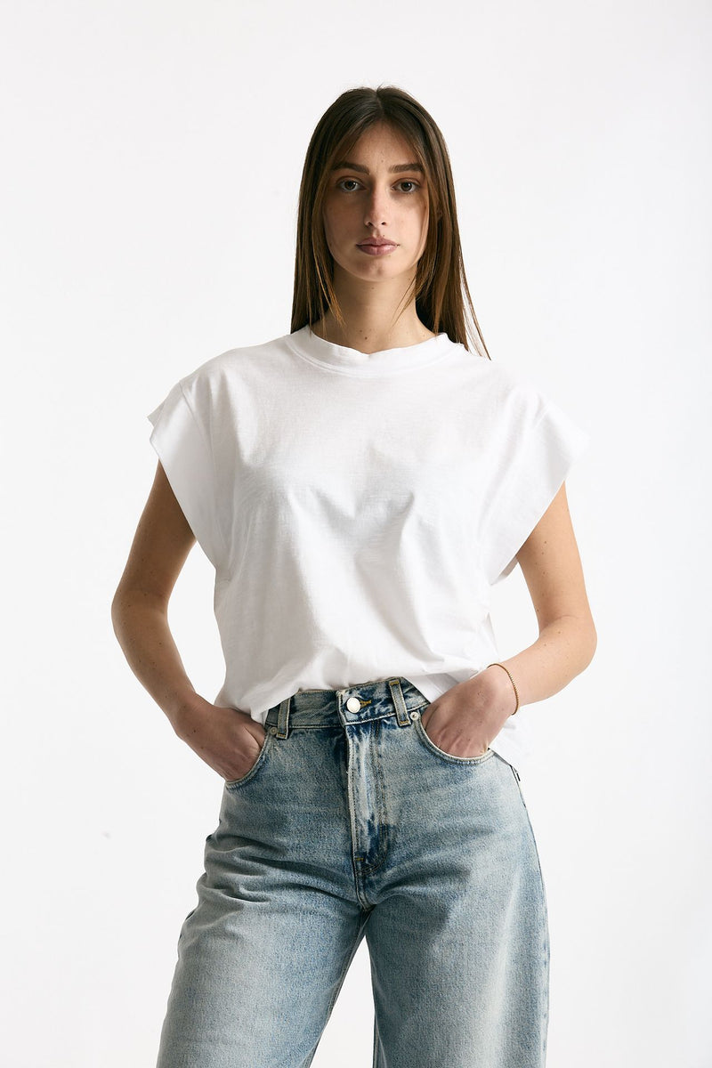 T-shirt in cotone fiammato bianco donna Woc - 1