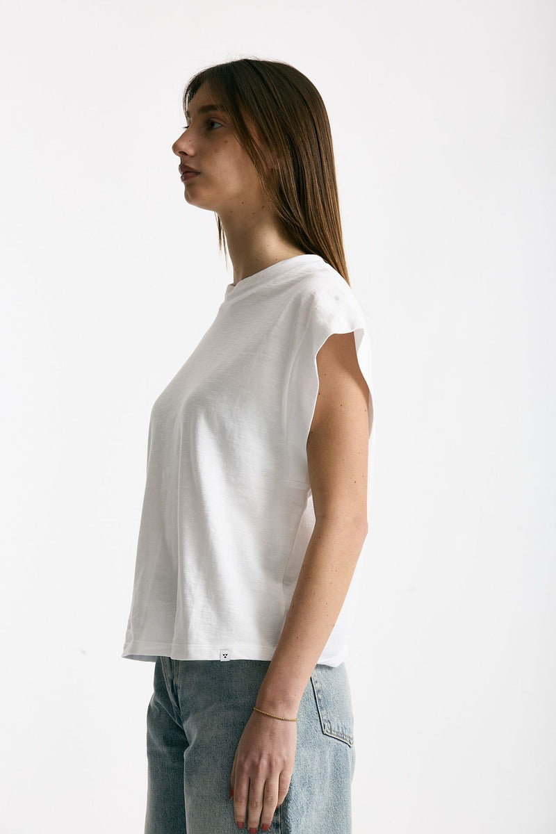 T-shirt in cotone fiammato bianco donna Woc - 2