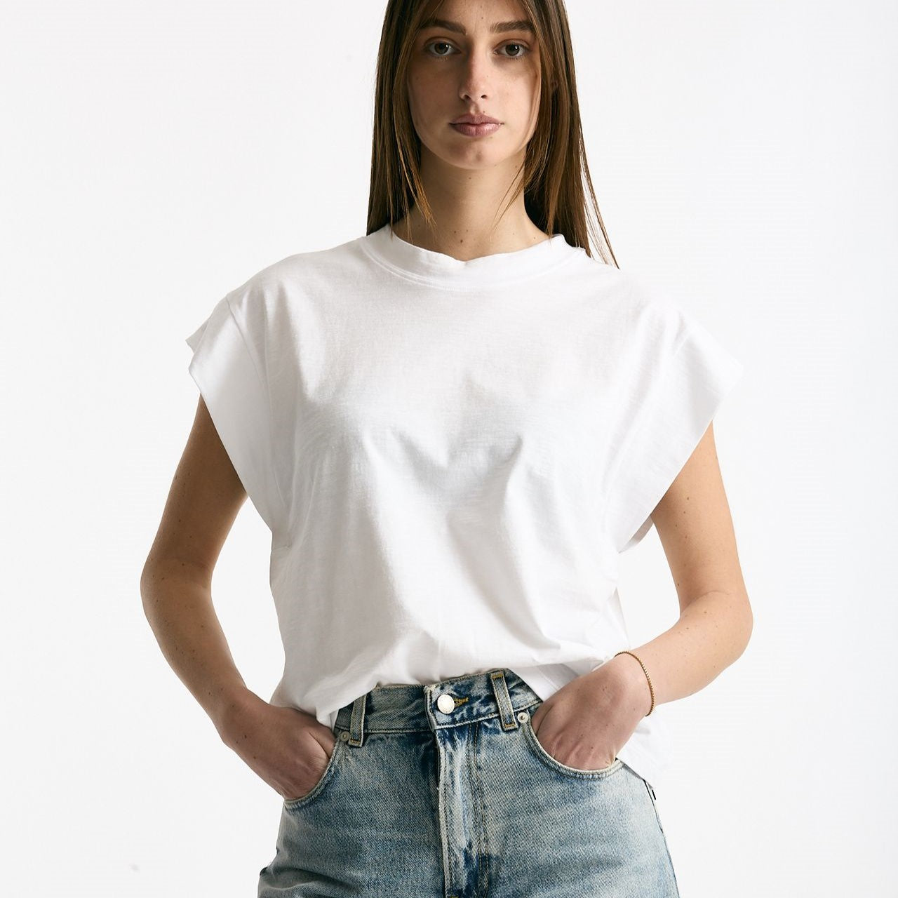 T-shirt in cotone fiammato bianco donna Woc - 6
