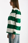 Polo unisex rigata verde e bianca donna Woc - 3