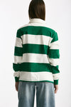 Polo unisex rigata verde e bianca donna Woc - 4