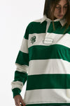 Polo unisex rigata verde e bianca donna Woc - 1