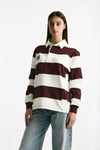 Polo unisex rigata bordeaux e bianca donna Woc - 1