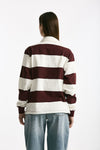 Polo unisex rigata bordeaux e bianca donna Woc - 2