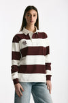 Polo unisex rigata bordeaux e bianca donna Woc - 3