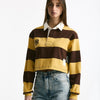 Polo crop rigata marrone e gialla donna Woc - 7