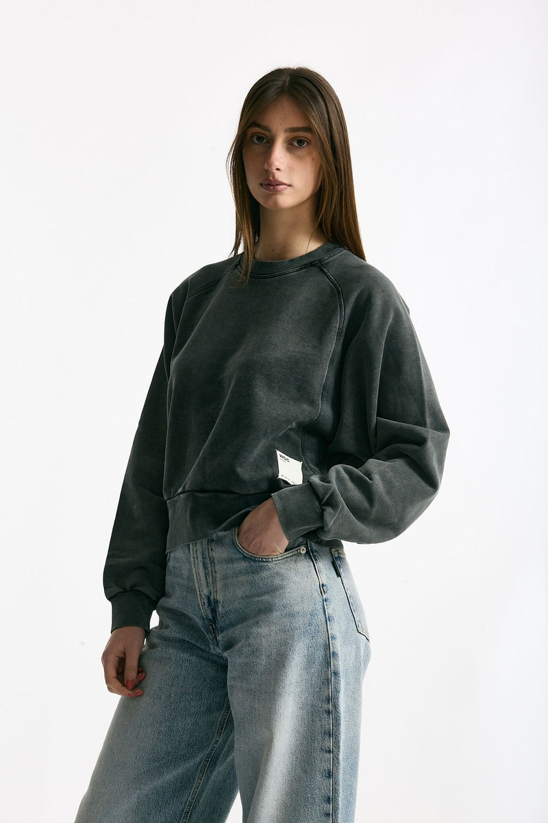 Felpa girocollo lavata in cotone donna Woc - 1