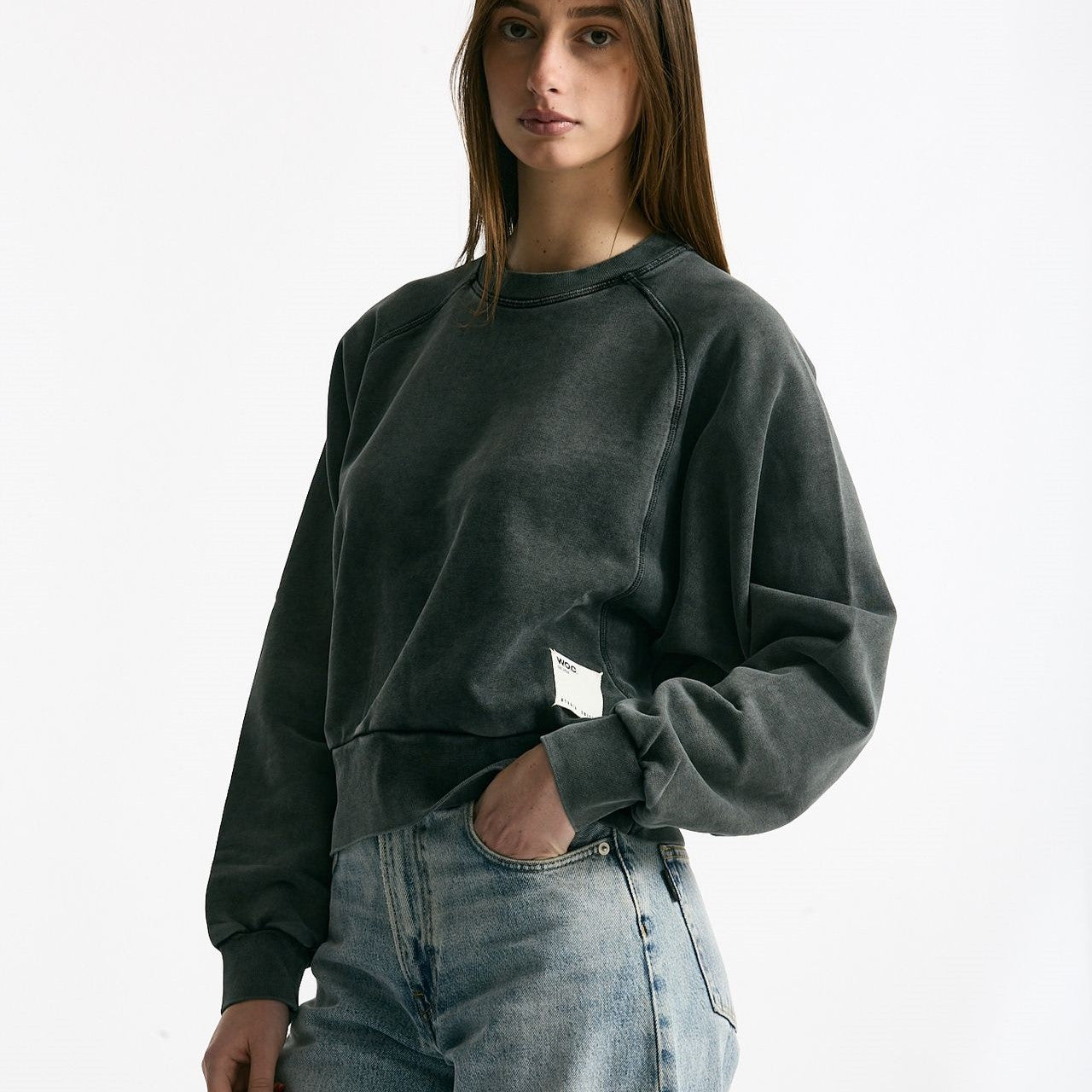 Felpa girocollo lavata in cotone donna Woc - 6