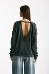 Felpa girocollo cutoff lavata donna Woc - 2