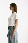 T-shirt crop jersey di modal bianco donna Woc - 2