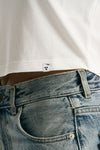 T-shirt crop jersey di modal bianco donna Woc - 5