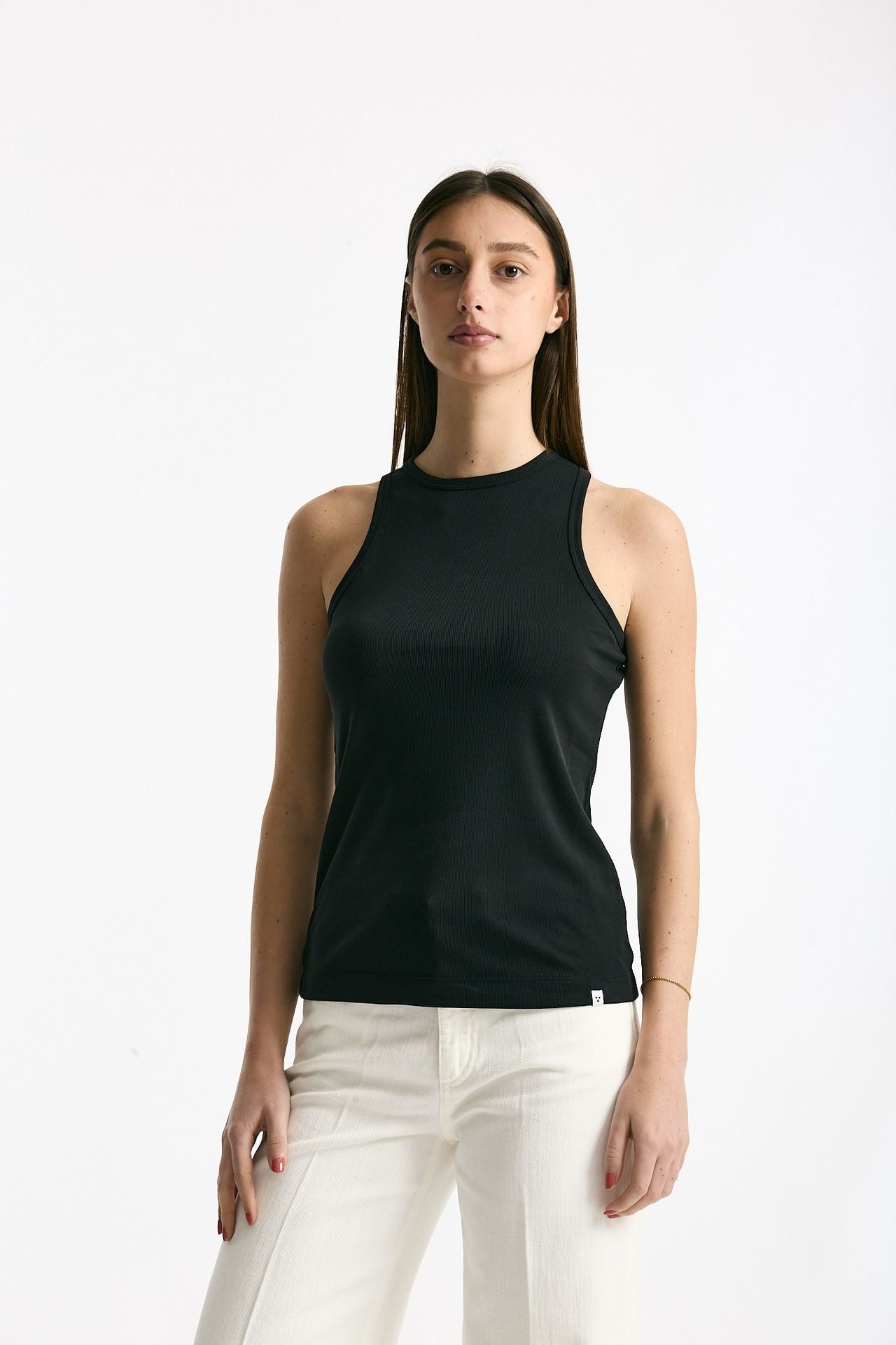 Top girocollo in modal nero donna Woc - 1