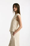 Top in viscosa e lino beige donna Zanone - 1